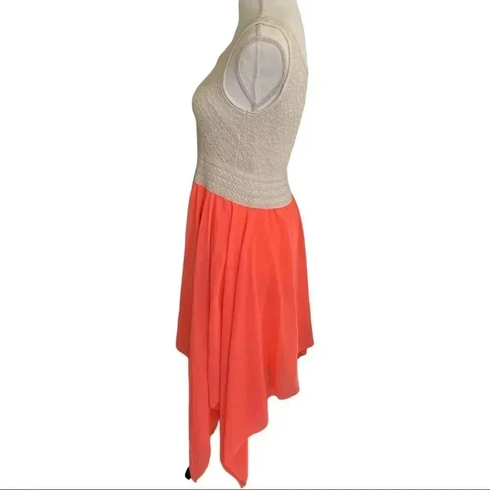 Rue 21 M ivory lace and coral skirt dress with shark bite hem - Picture 4 of 8